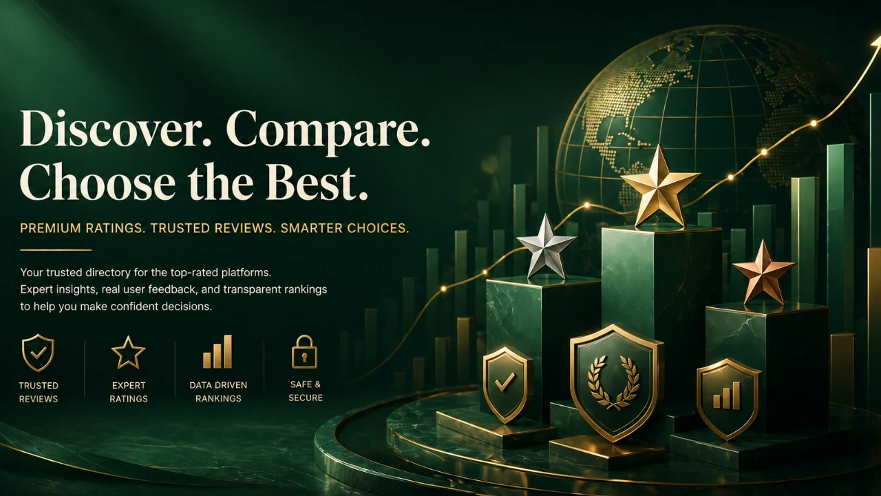 Rummy Ranks trust and review banner with champagne gold score chips, ivory titles, geometric comparison grid on emerald gradient, no download buttons, no logos